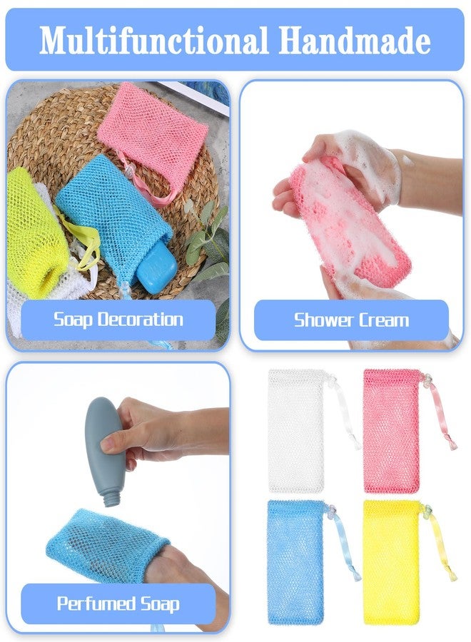 ADLABLD Exfoliating Soap Bags for Shower, 4Packs Exfoliating Soap Bar Bag with Drawstring Travel Soaps Bar Bags, Drawstring Wash Bag (4 Colors, 5.5 x 3.5 in) - Image 3